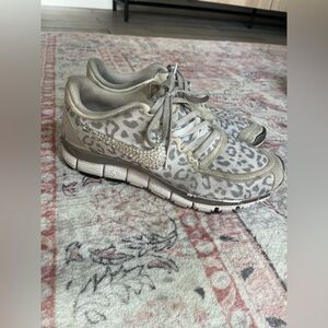 Nike Leopard Print Sneakers with Rhinestone Nike Sign